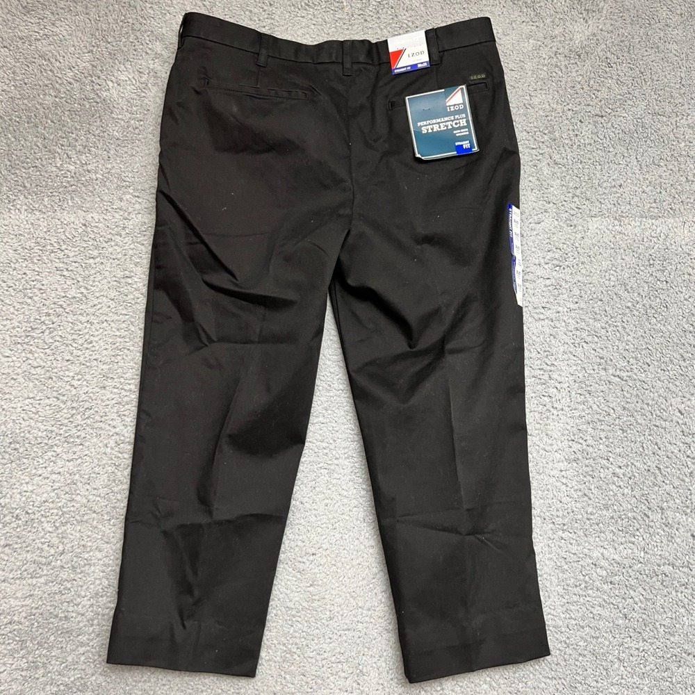 IZOD Chino Pants Mens 38x29 Black Straight Fit Stretch NEW Casual Formal - Picture 4 of 10